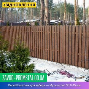 ЕвроШтакетник металлический для забора — Мультиглос 3d 0,45 мм