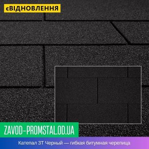 Катепал 3Т Черный — гибкая битумная черепица