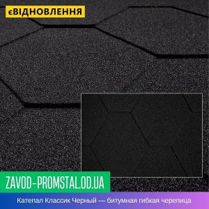 Катепал Классик Черный — битумная гибкая черепица