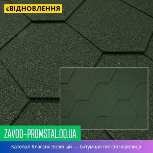 Катепал Классик Зеленый — битумная гибкая черепица