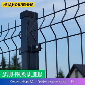 цена Секция забора 3Д — Графит сварная сетка — 3-4