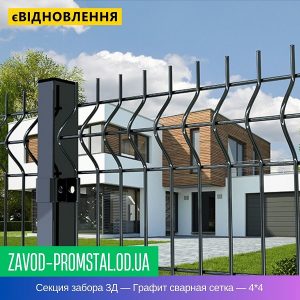 цена Секция забора 3Д — Графит сварная сетка — 4-4