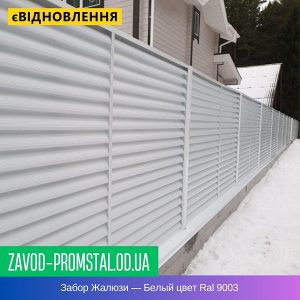 Забор Жалюзи — Белый цвет Ral 9003