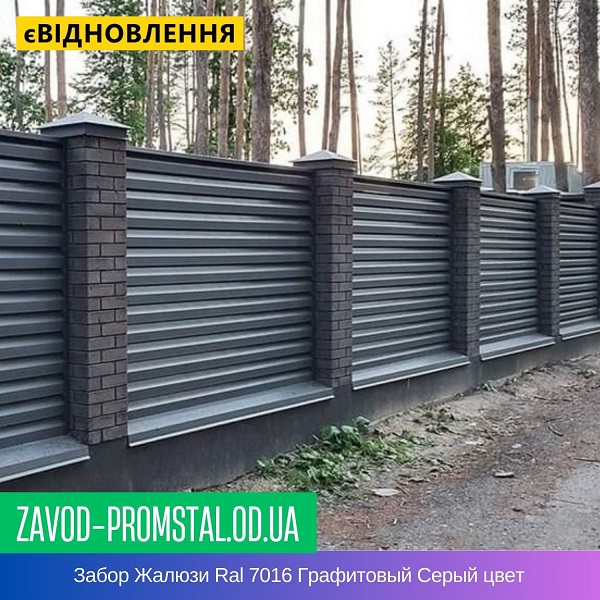 цена Забор Жалюзи Ral 7016 Графитовый Серый цвет